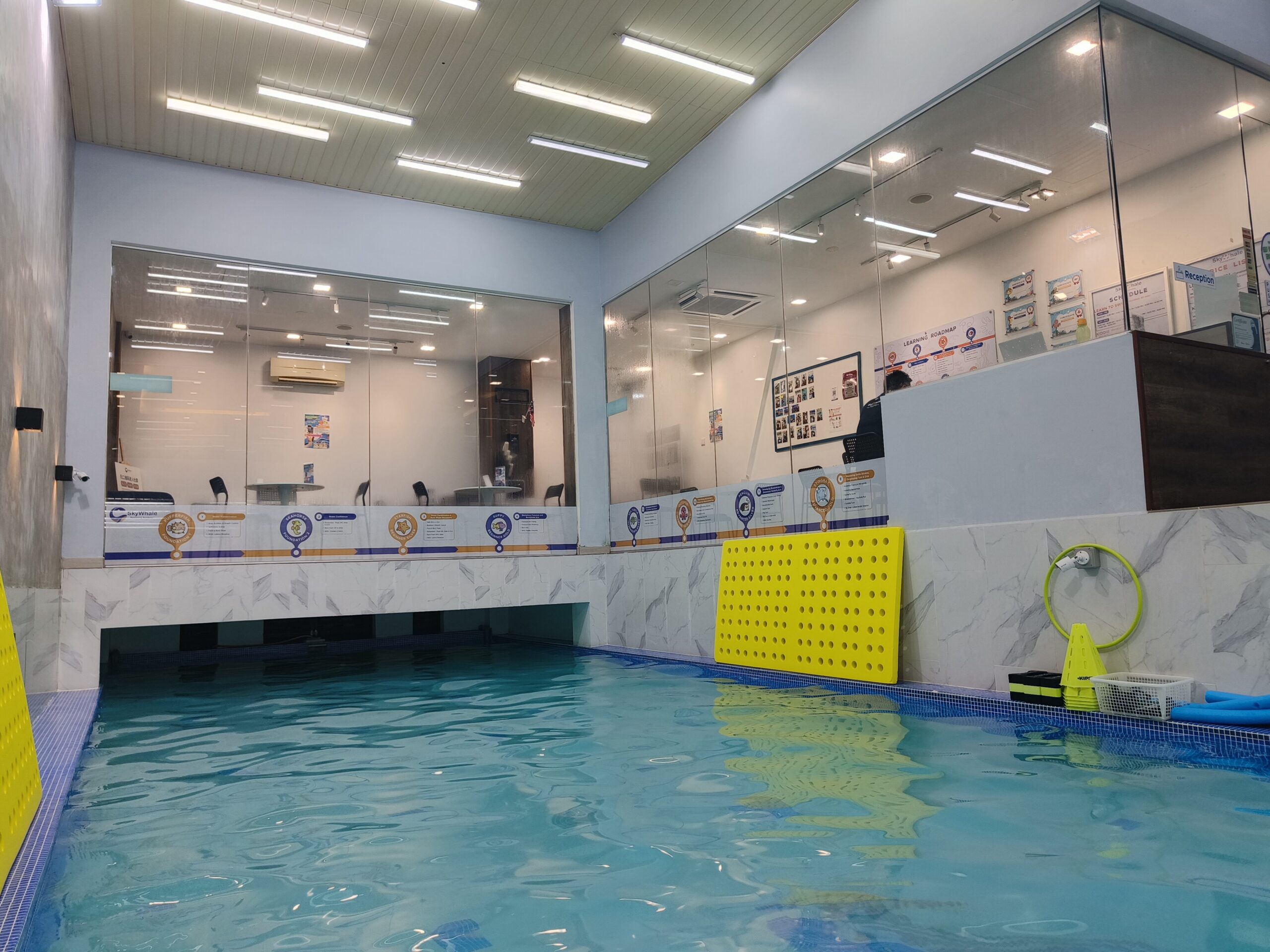 Skywhale Swimming Academy indoor pool and reception area