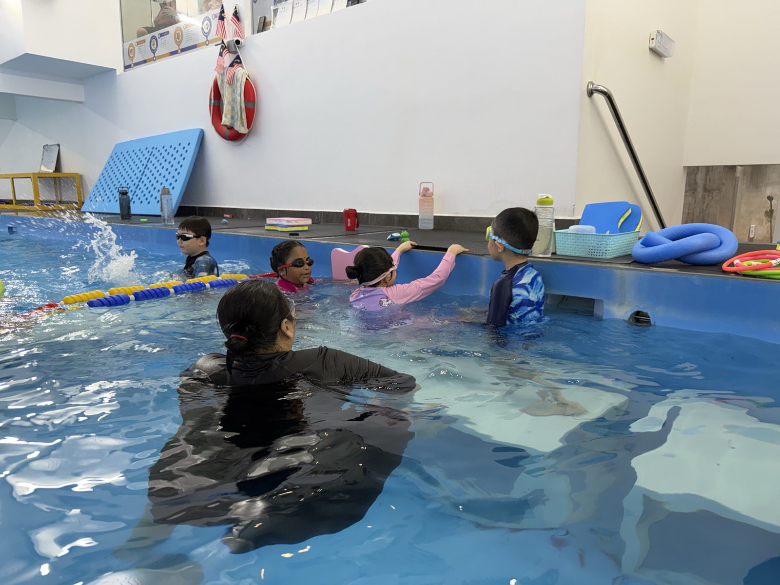 Kids swimming lessons in progress, Skywhale Puchong Jaya