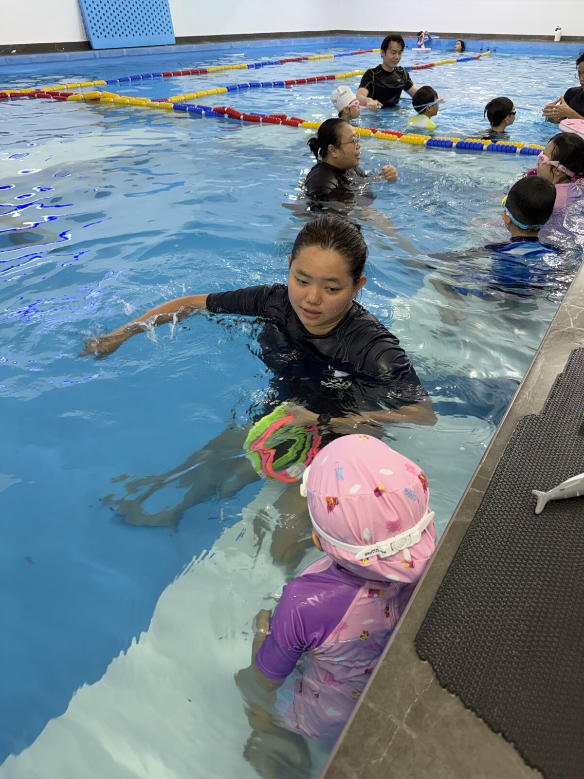 Toddler swimming lesson with parent in the water, Skywhale Puchong Jaya